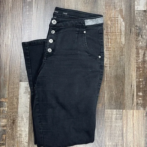 INC Denim Black Button-Up Women's Jeans Size 10 - Picture 2 of 11